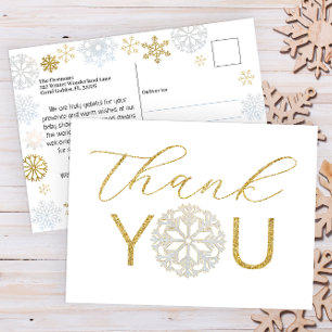 Sneeuwvlokje Baby Shower Bedankkaart   Winter Briefkaart