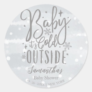 Sneeuwvlokjes Baby Het Is Koud Buiten Grijs Baby S Ronde Sticker