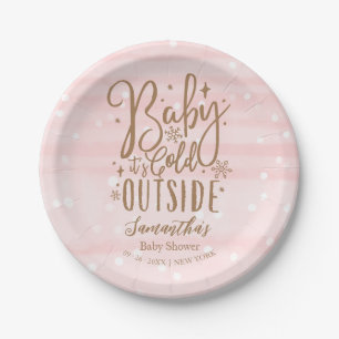 Sneeuwvlokjes Baby Het Is Koud Buiten Meisje Baby Papieren Bordje