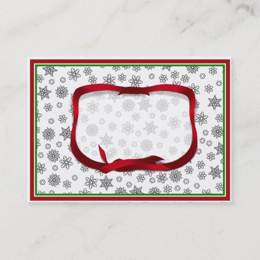 Sneeuwvlokken afgebeeld met rood lintje Label (Voorkant)