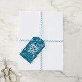 Sneeuwvlokken Aqua White Cadeaulabel (Met Touw)