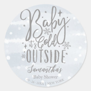 Sneeuwvlokken Baby Het is koud buiten Baby shower Ronde Sticker