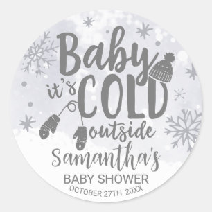 Sneeuwvlokken Baby Het is koud buiten Baby shower  Ronde Sticker