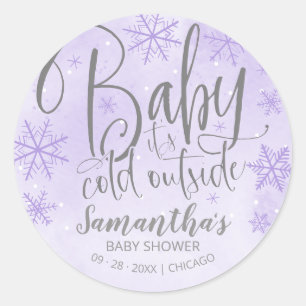 Sneeuwvlokken Baby Het is koud buiten Baby shower  Ronde Sticker