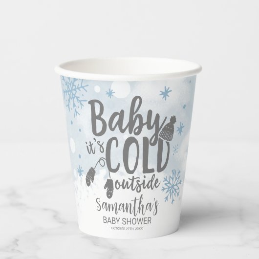 Sneeuwvlokken Baby Het is koude buitenband Baby sh Papieren Bekers (Voorkant)