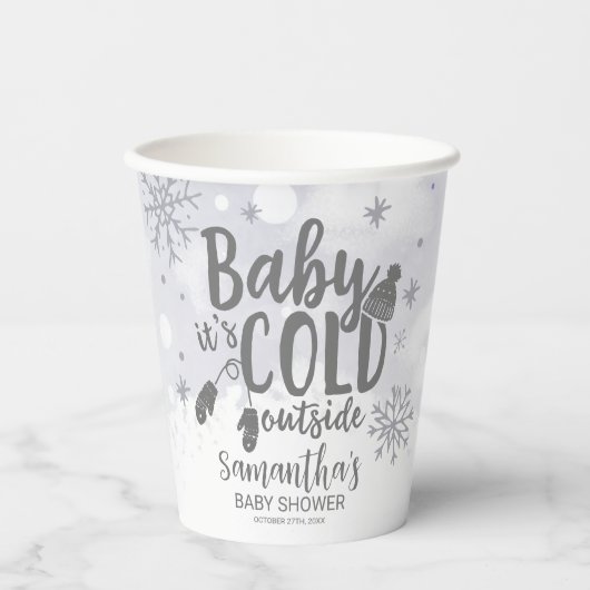 Sneeuwvlokken Baby Het is koude buitenband Baby sh Papieren Bekers (Voorkant)