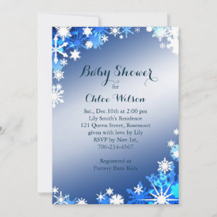Sneeuwvlokken Baby shower Uitnodiging in blauw
