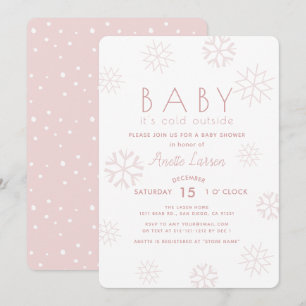 Sneeuwvlokken Baby zijn koud buiten roze Baby show Kaart