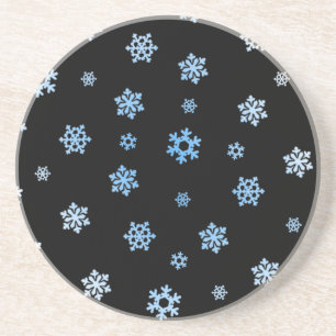 Sneeuwvlokken (blauw en wit) zandsteen onderzetter