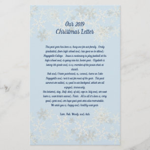 Sneeuwvlokken Blauw Familie Kerstbrief Papier