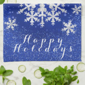 Sneeuwvlokken Blauw Wit Theedoek (Gevouwen)