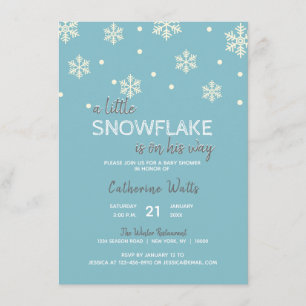 Sneeuwvlokken Blauw Zilver Grijs BABY SHOWER JON Kaart