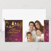 Sneeuwvlokken & Bomen Prettig Kerstmis Familie Fot Feestdagenkaart (Voorkant / Achterkant)