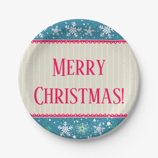 Sneeuwvlokken & Cadeaus Papieren Bordje (Voorkant)