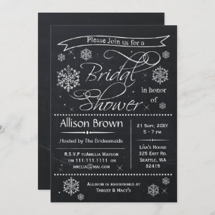 sneeuwvlokken Chalkboard Bridal douche Invitations Kaart