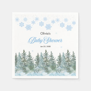 Sneeuwvlokken Dennenbomen Winter Baby Shower Servet