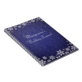 Sneeuwvlokken en Blue Damask Wedding Journal Notitieboek (Rechterzijde)