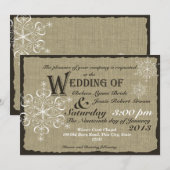 Sneeuwvlokken en Burlap Rustic Wedding Kaart (Voorkant / Achterkant)