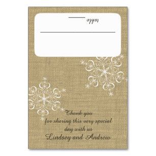 Sneeuwvlokken en Burlap Seating Kaart