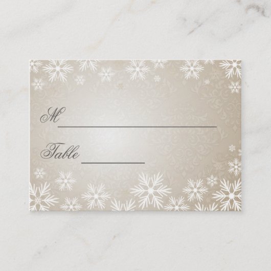 Sneeuwvlokken en Damask Wedding Naam instellen Plaatskaartje (Voorkant)