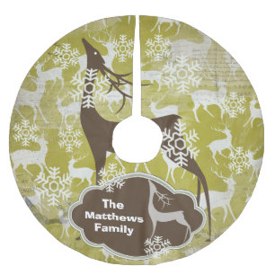 Sneeuwvlokken en de Deer Custom Holiday Tree Skirt Kerstboom Rok