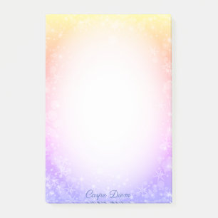 Sneeuwvlokken en kalligrafie op een pastelkleurige post-it® notes