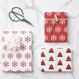 Sneeuwvlokken en kerstboompatroon inpakpapier vel