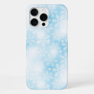 Sneeuwvlokken en lichten op blauw iPhone 16 pro max hoesje
