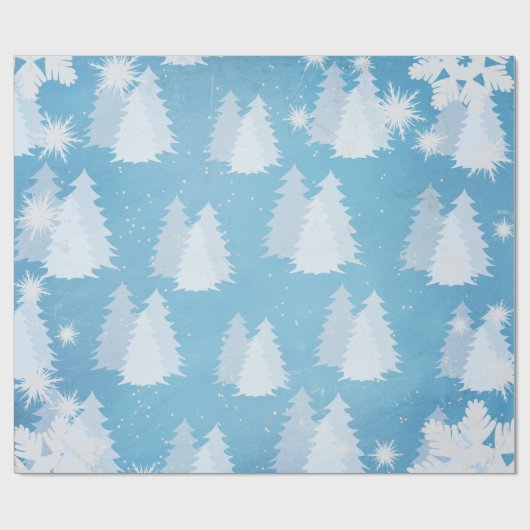 Sneeuwvlokken en met sneeuw bedekte bomen Inpakpap Cadeaupapier (Vlak)