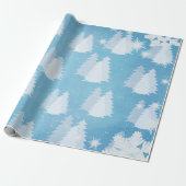 Sneeuwvlokken en met sneeuw bedekte bomen Inpakpap Cadeaupapier (Uitgerold)