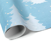 Sneeuwvlokken en met sneeuw bedekte bomen Inpakpap Cadeaupapier (Rol Hoek)