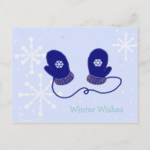 Sneeuwvlokken en Mutsen Briefkaart