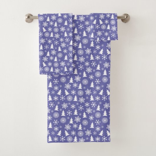 Sneeuwvlokken en Pine Trees Pattern Bad Handdoek (Insitu)
