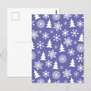 Sneeuwvlokken en Pine Trees Pattern Briefkaart