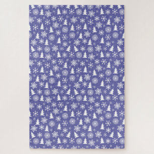 Sneeuwvlokken en Pine Trees Pattern Legpuzzel
