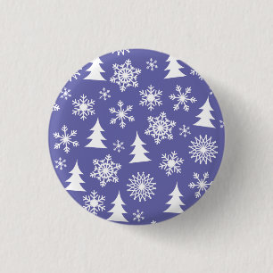 Sneeuwvlokken en Pine Trees Pattern Ronde Button 3,2 Cm