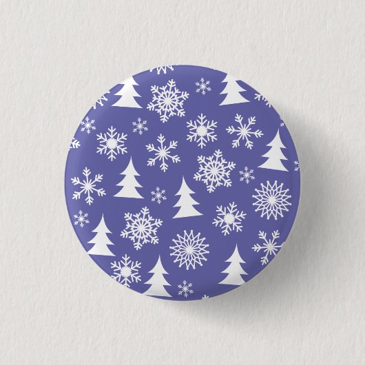 Sneeuwvlokken en Pine Trees Pattern Ronde Button 3,2 Cm (Voorkant)