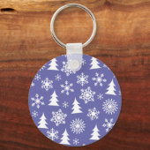 Sneeuwvlokken en Pine Trees Pattern Sleutelhanger (Voorkant)