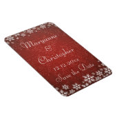 Sneeuwvlokken en Red Damask bewaren de datum Magneet (Rechterzijde)