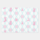 Sneeuwvlokken en sneeuwpoppen inpakpapier vel (Voorkant)