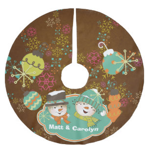 Sneeuwvlokken en Snowmen Aangepaste vakantieboomro Kerstboom Rok