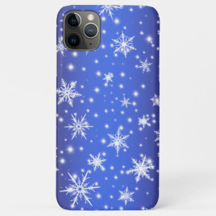 Sneeuwvlokken en Sparkles boven Navy Blue Light iPhone 11 Pro Max Hoesje