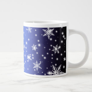 Sneeuwvlokken en Sparkles boven Navy Blue Light Extra Grote Beker