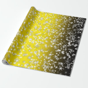 Sneeuwvlokken en Sparkles over Geel Licht Cadeaupapier