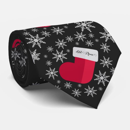 Sneeuwvlokken en stoppen Naam Funny Kerstmis toevo Stropdas (Opgerold)