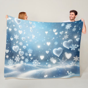 Sneeuwvlokken en winter sneeuw harten fleece deken
