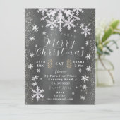 Sneeuwvlokken foto Silver Invitation Kaart (Staand voorkant)
