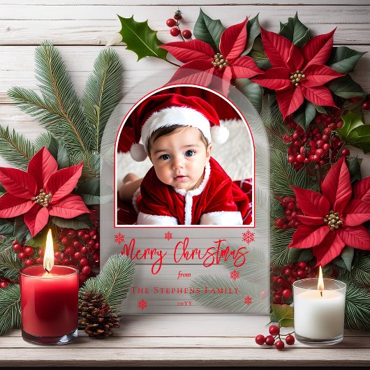 Sneeuwvlokken Gebogen Foto Prettig Kerstfeest Groe Acryl Uitnodigingen