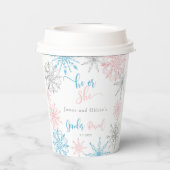 Sneeuwvlokken geslacht onthullen hij of zij papieren bekers (Achterkant)