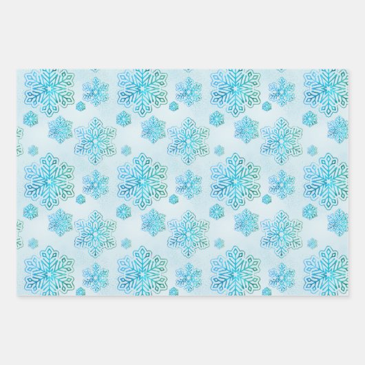 Sneeuwvlokken Glanzende iriserende Blauw, Paarse, Inpakpapier Vel (Voorkant)